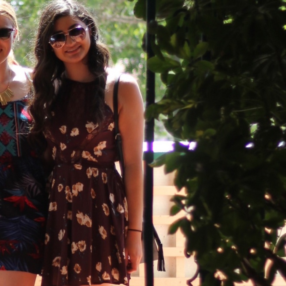 Burgundy Floral Lace Dress (PacSun)